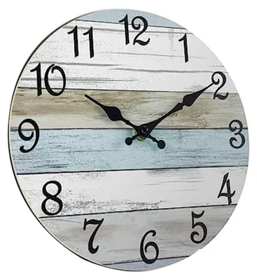 Wandklok aus Holz, Ø 25,4 cm, lautlos, batteriebetrieben