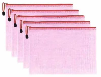 Produktbild von Dokumententaschen mit Reißverschluss, A5, Rot, 5 Stück