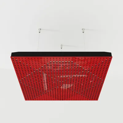 Produktbild von 2er-Pack – Abgehängtes Decken-Akustikpaneel mit Samtstoff und Befestigungsset|50x50x5cm|Schallabsorption |[WILDS -Roter Kunststoff|Weiß]