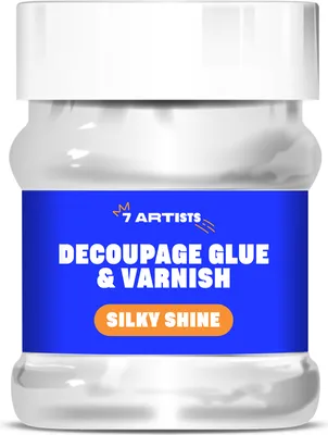 Produktbild von 7 Artists Decoupage Kleber Lack Wasserfest 230 ml Half Glossy - Serviettentechnik Kleber auf Wasserbasis/Serviettenkleber für Serviettentechnik/Servietten Kleber zum Basteln