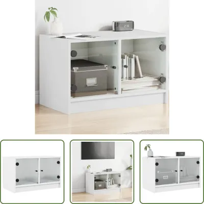 Obrázek produktu pro The Living Store TV skříňka se skleněnými dvířky bílá 68x37x42 cm