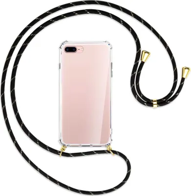 Produktbild von Handykette Backcover-Schutzhülle mit Band (Metall goldfarben) für Apple iPhone 7 Plus / 8 Plus - schwarz/gold