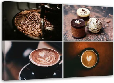 Produktbild von Leinwandbild kaffee und süßigkeiten 90x60 cm Feeby braun wandbild bereit zum aufhängen