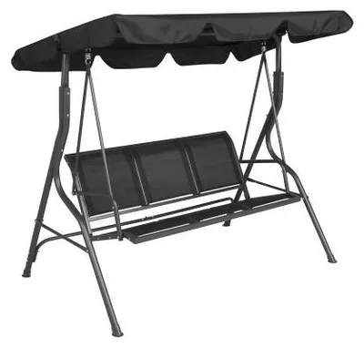Produktbild von Pure Garden & Living Hollywoodschaukel Menorca 3-Sitzer Schwarz Stahlgestell