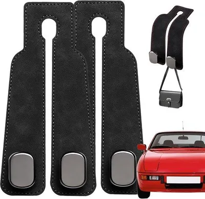 Image de Support de siège de voiture en cuir noir pour téléphones portables et sacs