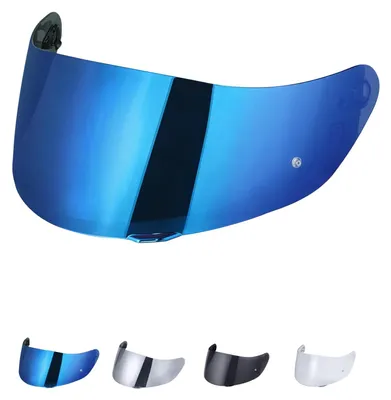 Image de Visière de protection pour casque moto JQF, compatible avec les modèles AGV K1, K3SV et K5. Finition : chromée, couleur bleue