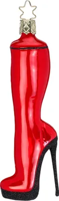 Produktbild von Christbaumschmuck Glas Plateau Stiefel 13cm rot 1 Stück