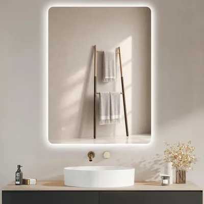 Produktbild von IMPTS Badspiegel mit Beleuchtung 70x50cm LED Badezimmerspiegel 6500K Kaltweiß Dimmbar Wandspiegel mit Licht Touch-Sensor Lichtspiegel