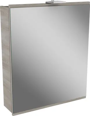 Immagine prodotto di FACKELMANN Armadietto a specchio LED LIMA / Armadietto da bagno con chiusura ammortizzata / Dimensioni (L x A x P): circa 60 x 73 x 15,5 cm / Mobile per WC o bagno / Corpo: marrone / Frontale: marrone/specchio