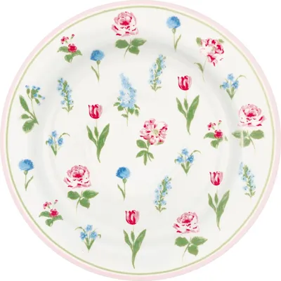 Produktbild von Greengate Teller KLEIN AGNES Weiß mit Blumen 15 cm Dessertteller