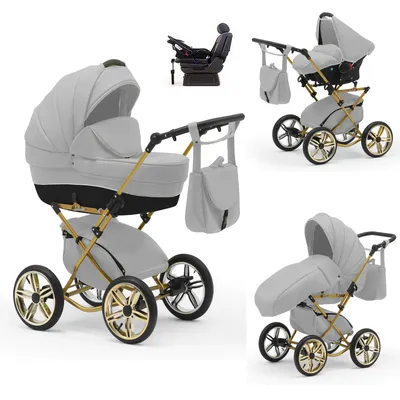 Produktbild von Klassischer Kinderwagen Sorento Gold 5 in 1 inkl. Sportsitz, Autositz und Iso Base in 19 Farben