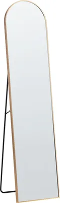 Produktbild von BELIANI Stehspiegel Gold mit dekorativem Rahmen 36 x 150 cm Oval Industriestil Ganzkörper für Ecke Schlafzimmer Garderobe Bad Wohnzimmer