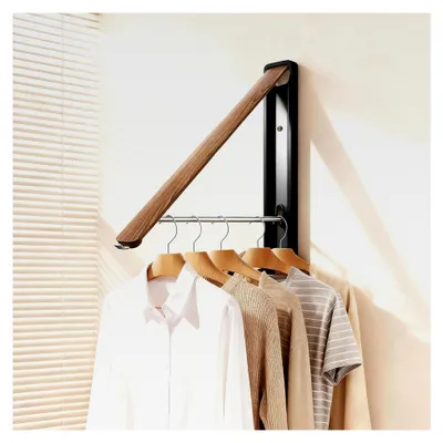 Produktbild von Klappbare Kleiderhaken für Wandmontage im Außenbereich, ideal für Ecken, Balkon und Badezimmer (Schwarz)
