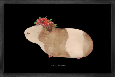 Produktbild von Mr. & Mrs. Panda Sauberlaufmatte Meerschweinchen Weisheit 50 x 75 cm - Schwarz - Geschenk, Bodenvorleger, Spruch, Realität, Wunderland, Fußabtreter, Motivation, fußmatte