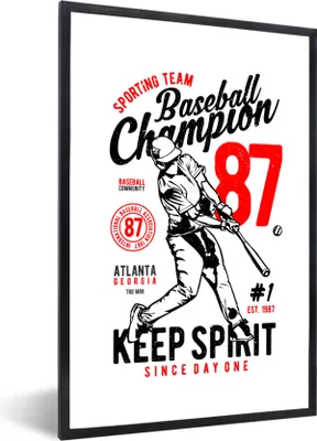 Produktbild von MuchoWow® MuchoWow® Gerahmtes Poster Mancave - Baseball - Sport - Altmodisch 40x60 cm - Poster mit zchwarzem Bilderrahmen - Papierdruck - Wandbilder