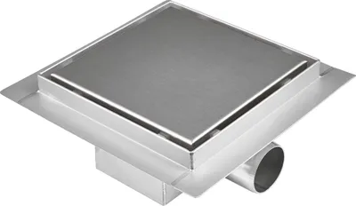 Produktbild von VILSTEIN Duschrinne aus Edelstahl I Quadrat I Bodenablauf I Extra Flach I inkl. Siphon mit Geruchsstop - Randablauf 15x15 cm