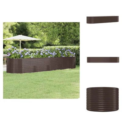 Zdjęcie produktu dla vidaXL Podwyższony kwietnik Stal malowana proszkowo 396x100x68 cm Brązowy - Donice i doniczki