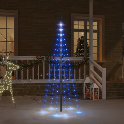 Productafbeelding van De Living Store LED kerstboom voor vlaggenmast, blauw, met 108 LED's, 180 cm