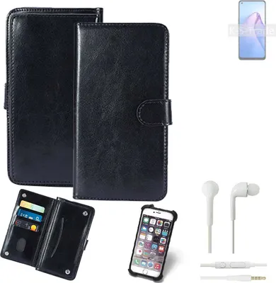 Produktbild von K-S-Trade 360° Hülle kompatibel mit Oppo Reno8 Z 5G inkl. Headphones schwarz Kunstleder Case BookCase WalletCase Kunstlederederhülle Handyhülle,