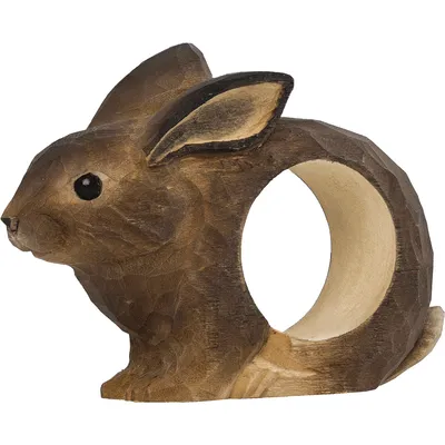 Produktbild von Wildlife Garden WG4564 Serviettenring Kaninchen - Handgeschnitzter Serviettenring aus Holz für die Tischdekoration