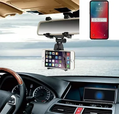 Produktbild von K-S-Trade Smartphone Halterung kompatibel mit Apple iPhone 12 Pro Rückspiegel Halterung schwarz Auto Halterung KFZ Halter