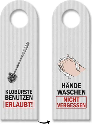 Produktbild von Klobürste benutzen erlaubt oder Hände waschen Türhänger Toilette Klo WC Hygiene