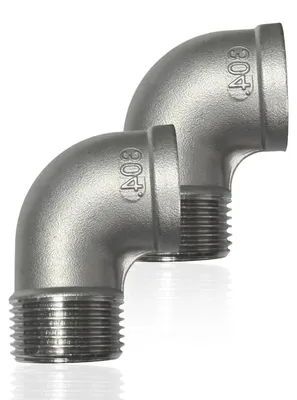 2er-Set 1" Edelstahl-Winkel 90° IG/AG DN25 für Sanitär