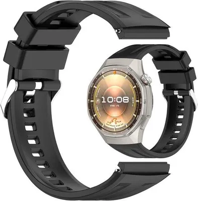 Productafbeelding van Vervangende polsband 46 mm - siliconen - zwart - comfortabel en duurzaam - Vemera