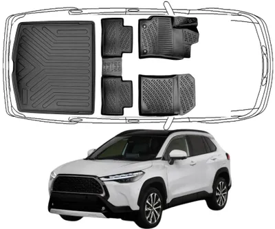 Produktbild von 3D Fußmatten & Kofferraumwanne Auto Set Kompatibel mit Toyota Corolla Cross 2020 - 2024