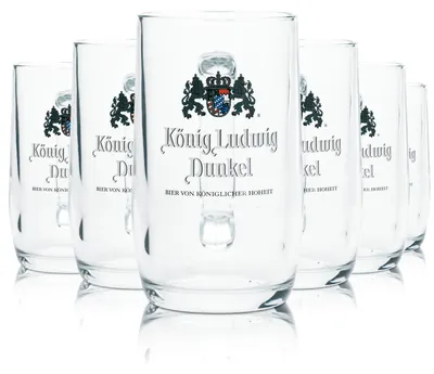 Produktbild von 6x König Ludwig Bier Glas 0,3l Krug Dunkel Humpen Seidel Gläser Gastro Brauerei