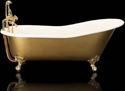 Produktbild von Freistehende Gusseisen Badewanne ASHFORD gold 156 cm