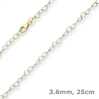 3-6mm-Herzkette-Fusskette-aus-333-Gelbgold-25cm