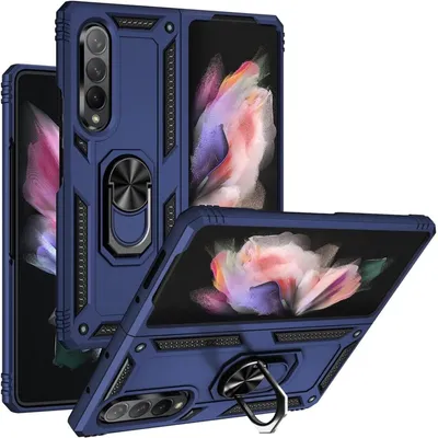 Produktbild von Armor Case Für Samsung Galaxy Z Fold 4 Marineblau + Displayschutzfolie