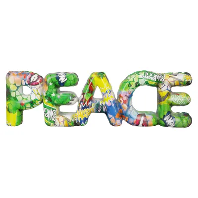 Zdjęcie produktu dla Casablanca Schriftzug, Peace, "Street Art", Graffitimotiv, Poly, mehrfarbig, , L. 5 cm, B. 44,5 cm, H. 13 cm 37818