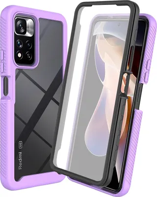 Produktbild von Redmi Note 11 Pro+ 5G Hülle, TPU Bumper mit Eingebautem Displayschutz 360 Grad Komplettschutz Schutzhülle für Xiaomi Redmi Note 11 Pro+ 5G Lila