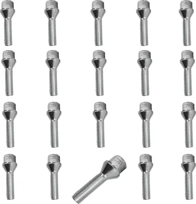 Immagine prodotto di 20x Bullone ruota M12x1,5 collare conico 60° argento 45 mm | chiave 17 mm compatibile con Mitsubishi Colt VII