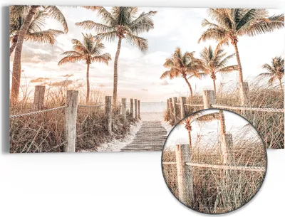 Produktbild von DEQORI Hybrid Leinwand Bild 60x30 cm 'Pfad zum Sommerglück' Wandbild Glas flach modern