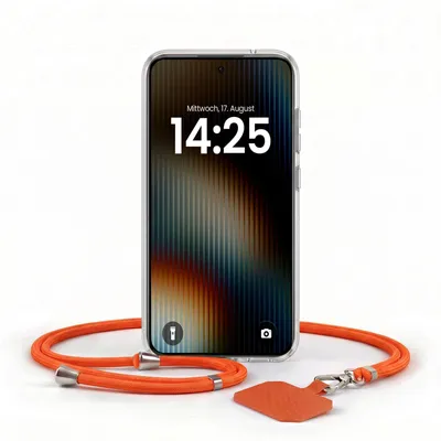 Produktbild von Handyhülle für Xiaomi Redmi Note 15 Pro+ 5G mit Handykette Band in Rot Kordel Hülle Case Schutzhülle Transparent
