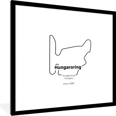 Produktbild von MuchoWow® Gerahmtes Poster Formel 1 - Ungarn - Rennstrecke 40x40 cm - Poster mit Schwarzem Bilderrahmen Wandposter Rahmen Foto Bilder - Poster - Plakat im Rahmen