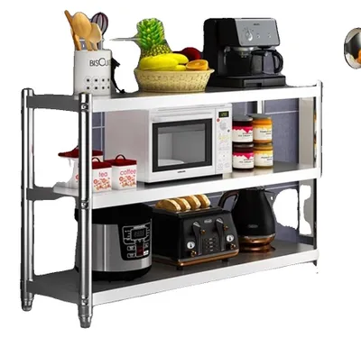 Productafbeelding van RVS keukentafel, 80 x 80 x 40 cm, met 3 planken, draagvermogen van 20-30 kg, verstelbaar middenrek van 6 cm, robuuste constructie