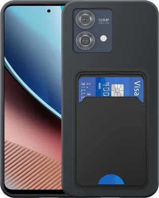 Image de Adaptée au Motorola Moto G Stylus 5G 2023 Phone Case with TPU Card Holder - Flexible Back Cover Case Silicone TPU with Cardslot - Black - Smartphonics