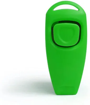 Productafbeelding van Hond Clicker - Training Clicker Hond - Gedragstraining Hond - 2-in-1 Functie - 7.5 cm - Licht Groen