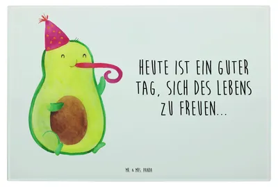 Produktbild von Mr. & Mrs. Panda Glasbrettchen Avocado Feier - Weiß - Geschenk, Schneidplatte Glas, Schneidebrett, schneidbrett, Glasschneidebrett, Feierlichkeit, Hackbrett, Party, Tröte