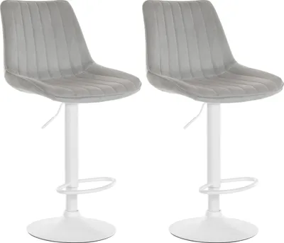 Produktbild von 2er Set Barhocker HLO-CP296 Samt weiß  grau