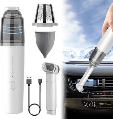 Productafbeelding van Draadloze mini-stofzuiger met 3500Pa zuigkracht en USB-C-oplader - geschikt voor auto, kantoor, toetsenbord en thuis - wit