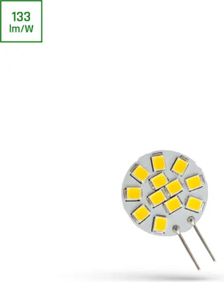 Immagine prodotto di Lampada a LED con base a spillo, G4, 12V, 1,2W, 12 LED, 20mm, 160lm, bianco caldo, 110mA