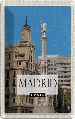 Produktbild von vianmo Blechschild 18x12 cm Madrid Spanien Panorama Bildmotiv Reisemotiv Abenteuer Reisen Urlaub