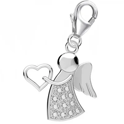 Engel Charm Anhänger mit Herz I Echtschmuck für Armband