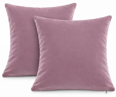 Produktbild von Kissenbezug 2er Set 50x50 cm Altrosa Samt weich Kissenhülle Sofakissen Dekokissen Reißverschluss