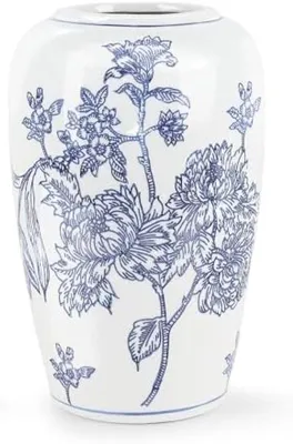 Produktbild von PromoHome® Porzellan Deko Blumenvasen - Blau-Weiß Chinoiserie Design, 21 cm hoch